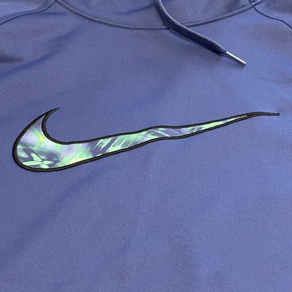 Nike Womens Purple L Dri-Fit Thumb‎ Hole Athletic Sporty Swoosh Hoodie Swoosh - Picture 9 of 11